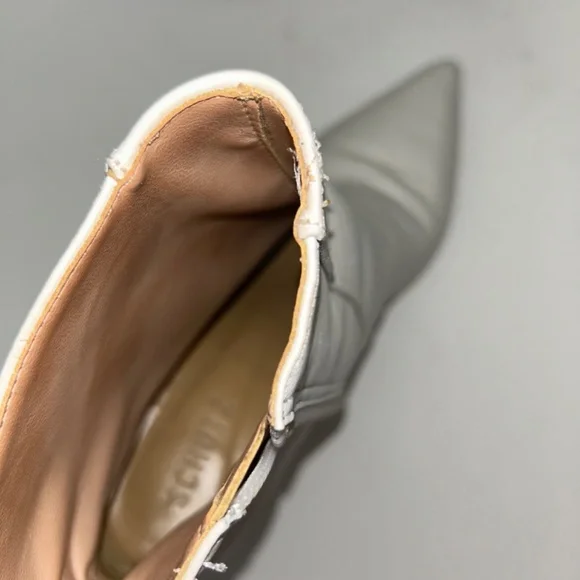 Schutz Bette Stiletto Leather Ankle Bootie in Off-White Size 7B - Picture 12 of 13